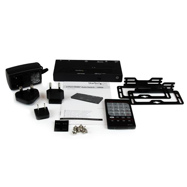 2-Port HDMI switch with automatic and priority switching for seamless 1080p HD video source management.