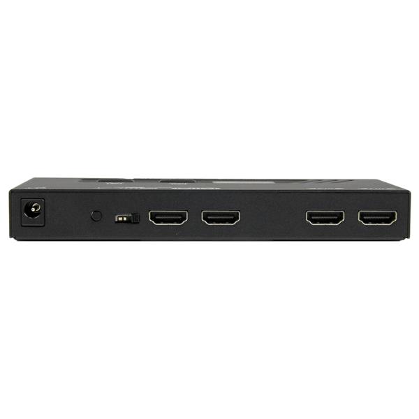 2x2 HDMI Matrix Switch enables seamless 1080p switching between multiple sources, includes remote control and mounting hardware.
