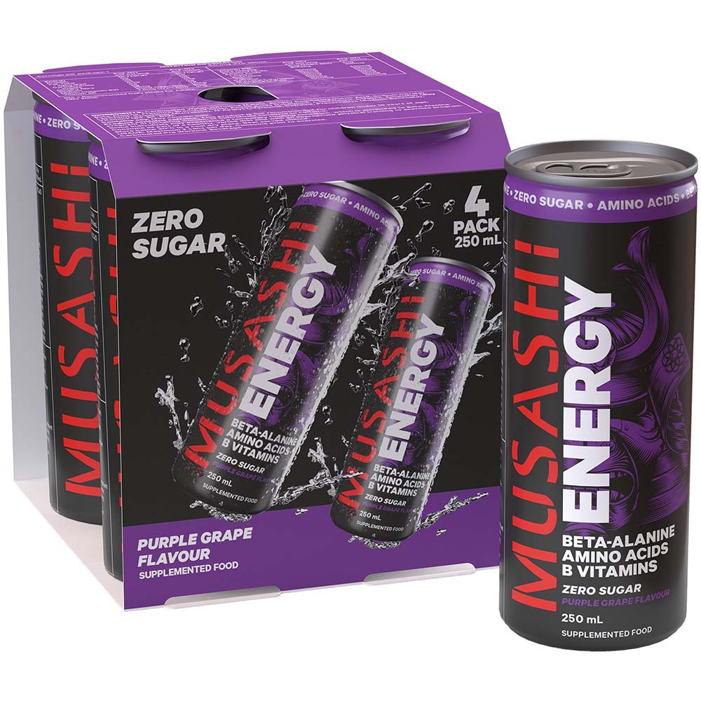 Musashi Energy Purple Grape 250ml 24pk - Pack of 24