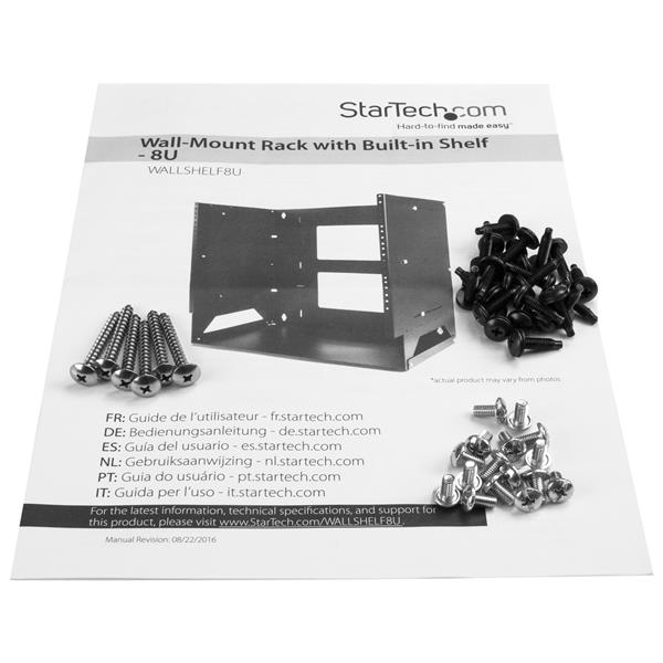 Wall-Mount Server Rack with Built-in Shelf - Solid Steel - 8U