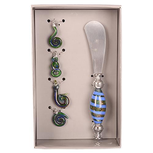 Glass Kiwiana Wine Charm Set