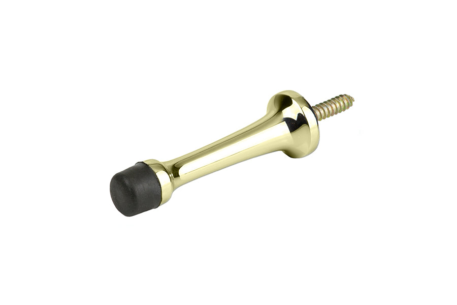 Wall Mounted Door Stop with Lag Screw - Solid Brass - Polished Brass