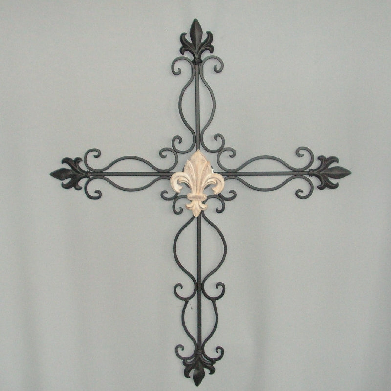 Wall Art - BLACK CROSS/CREAM FLUER DI LIE (60cm)