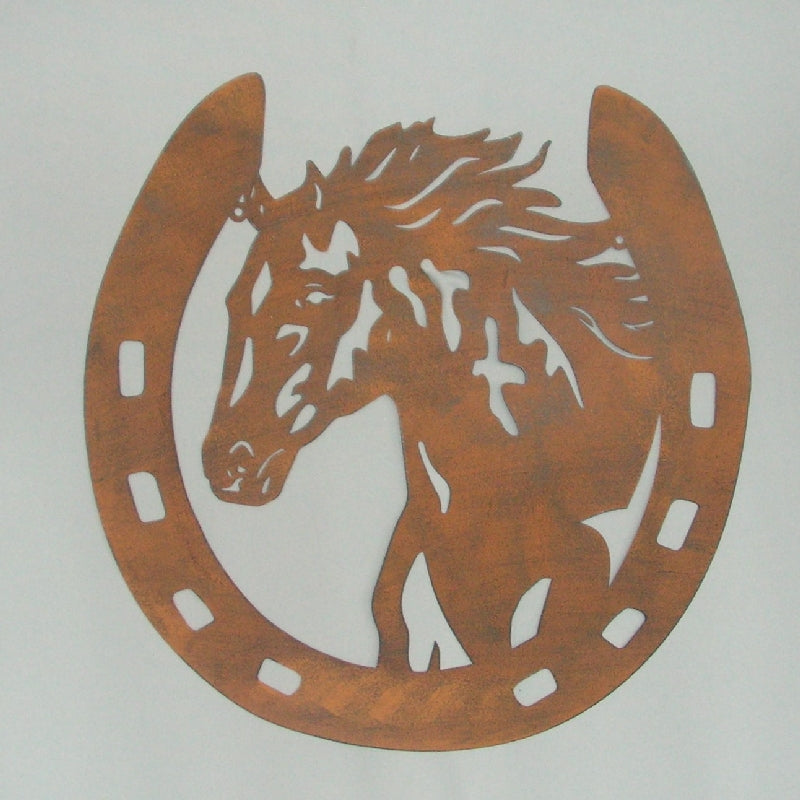 Wall Art - HORSE HEAD IN HORSE SHOE (53cm)