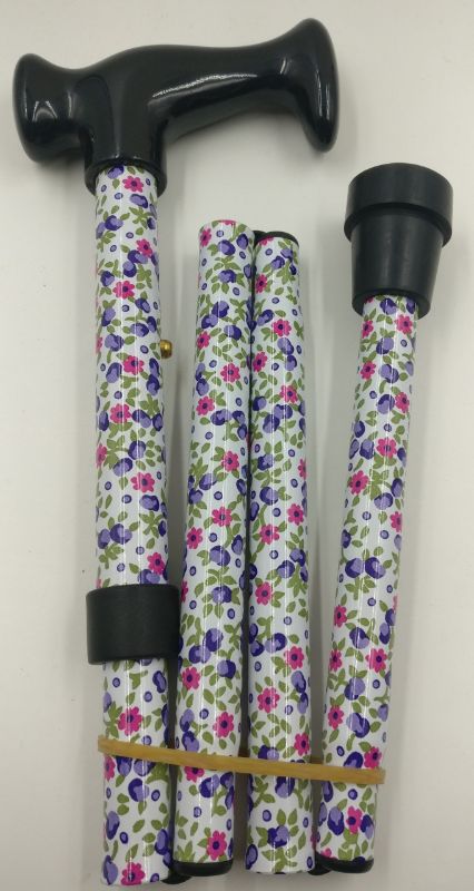 Walking Stick - White Floral (80-92cm)