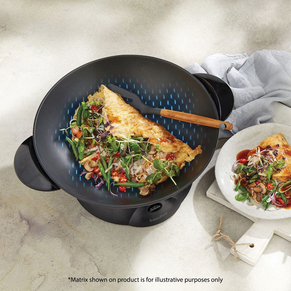 Sunbeam Diamondforce Professional Wok (7.5L) with durable non-stick coating, precise temperature control, and easy clean design.