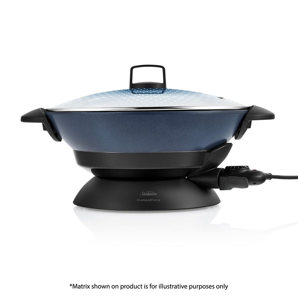 Sunbeam Diamondforce Professional Wok, 7.5L, features durable non-stick coating and precise temperature control for versatile cooking.