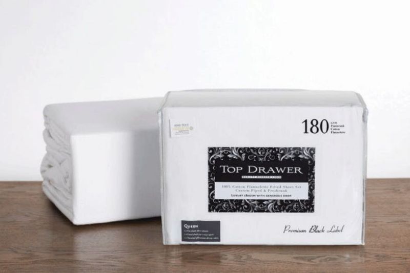 Luxurious TD Flannelette Double Sheet Set in White, soft, cozy, and perfect for cold nights with fitted and flat sheets included.