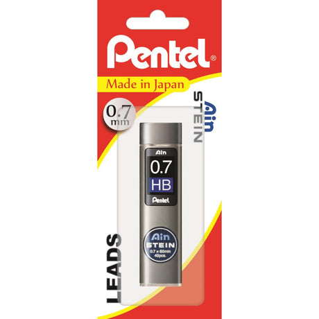 Pentel Ain Stein 0.7mm HB leads, strong honeycomb design in a swivel-top tube of 40, eco-friendly and ideal for smooth writing.