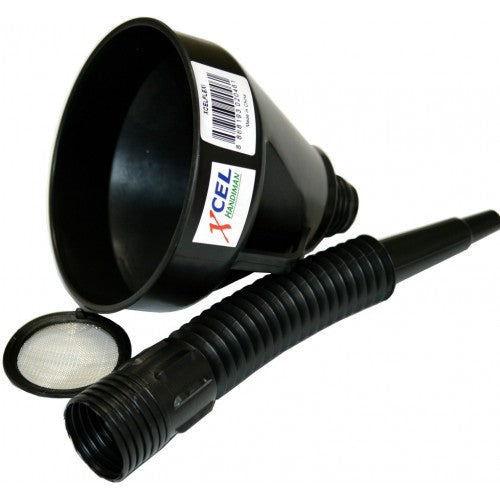 Versatile 2-piece plastic funnels with strainer, perfect for pouring liquids and granules without spills.