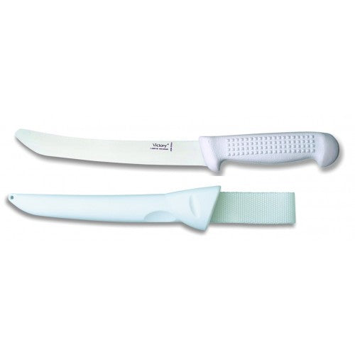 Victory 802 Stainless Fillet Knife, 22cm blade with ergonomic handle and durable scabbard for effortless fish filleting.