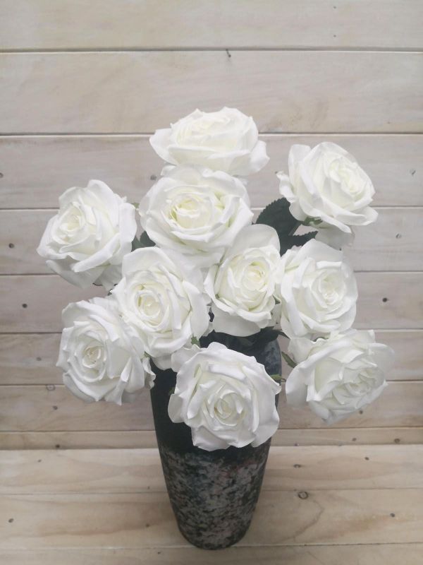 Artificial White Alice Rose Bush