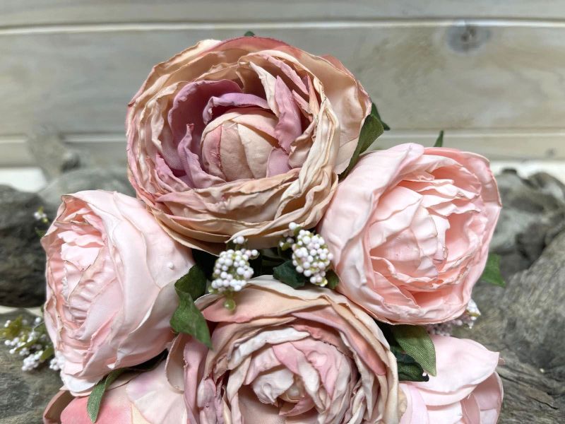 Artificial Rose Posies - Dry Look with 6 Flowers (TT Pink)