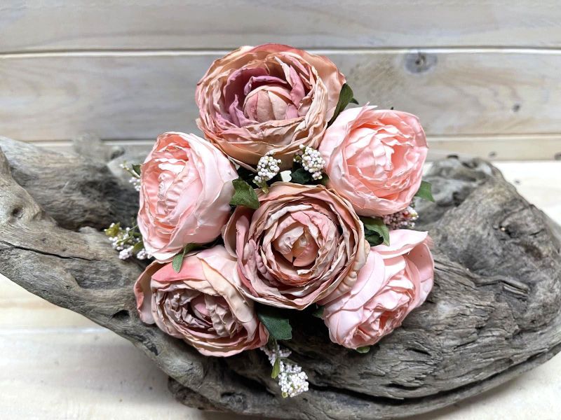 Artificial Rose Posies - Dry Look with 6 Flowers (TT Pink)