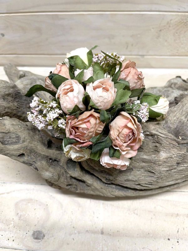 Artificial Rose Bud Bundle - Dry Look Small Mixed (Pink)