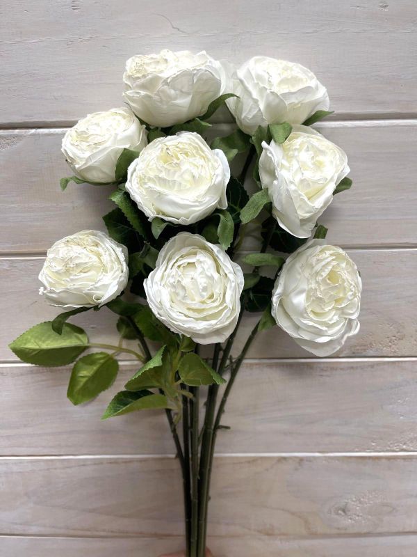 Artificial Rose Stem Bundle - Dry Look (White)