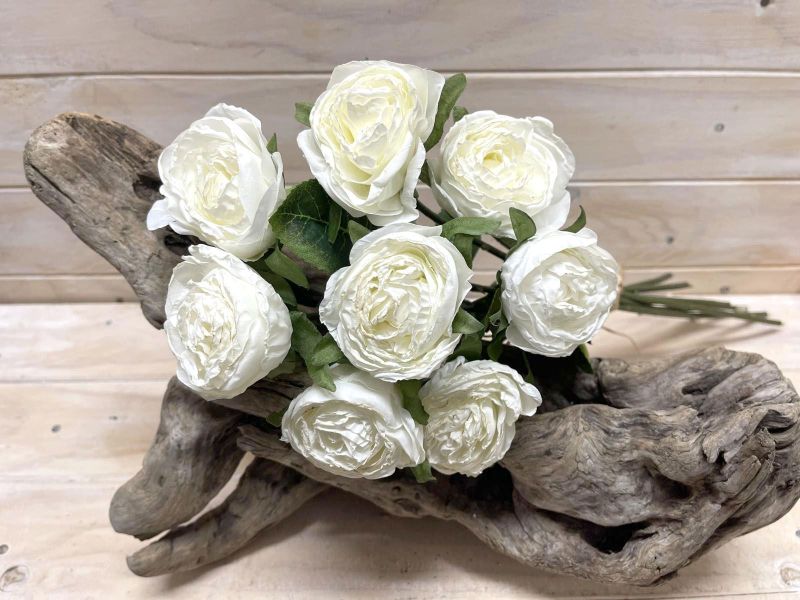 Artificial Rose Stem Bundle - Dry Look (White)