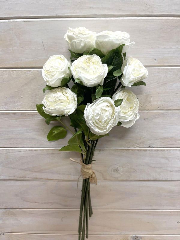 Artificial Rose Stem Bundle - Dry Look (White)