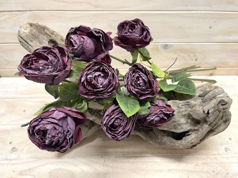 Artificial Rose Stem Bundle - Dry Look (Wine)