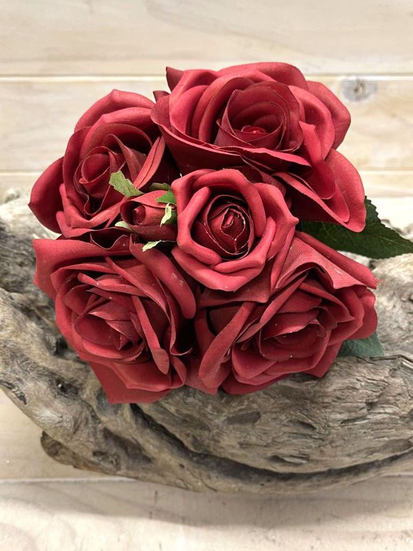 Artificial Rose Posies - Real Touch (Red)