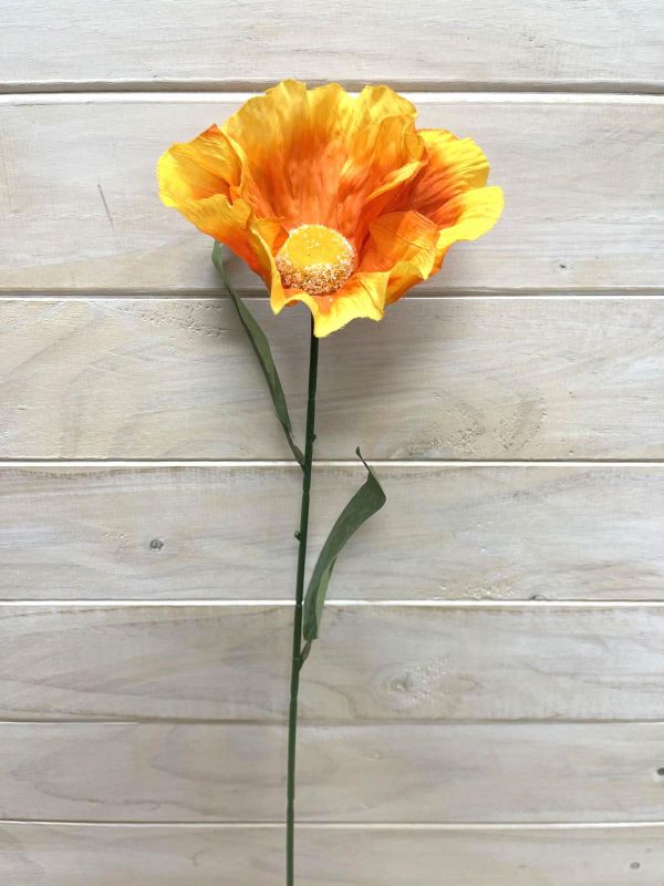 Artificial Single Poppy Stem (Orange)