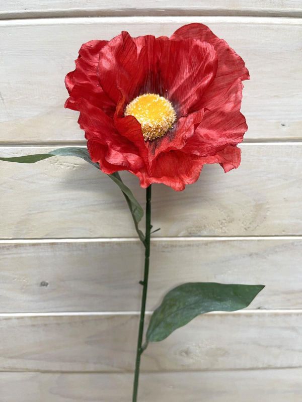 Artificial Single Poppy Stem (Red)