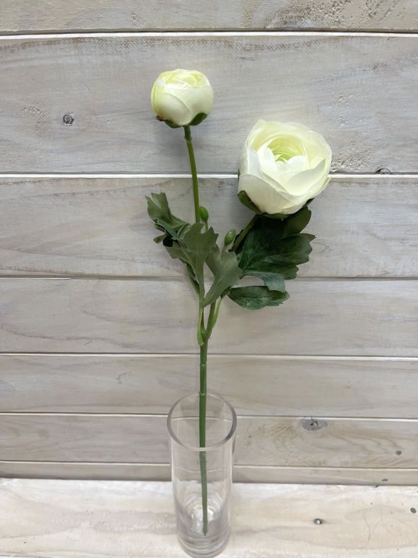 Artificial SIngle Ranunculus With Bud (White)