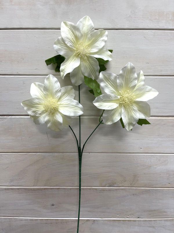 Artificial Flower Spray - Chemite with 3 Flowers (White)