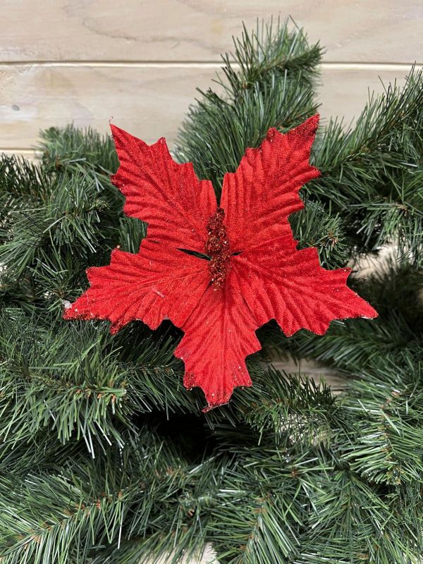 Artificial Star Poinsettia Head (Red)