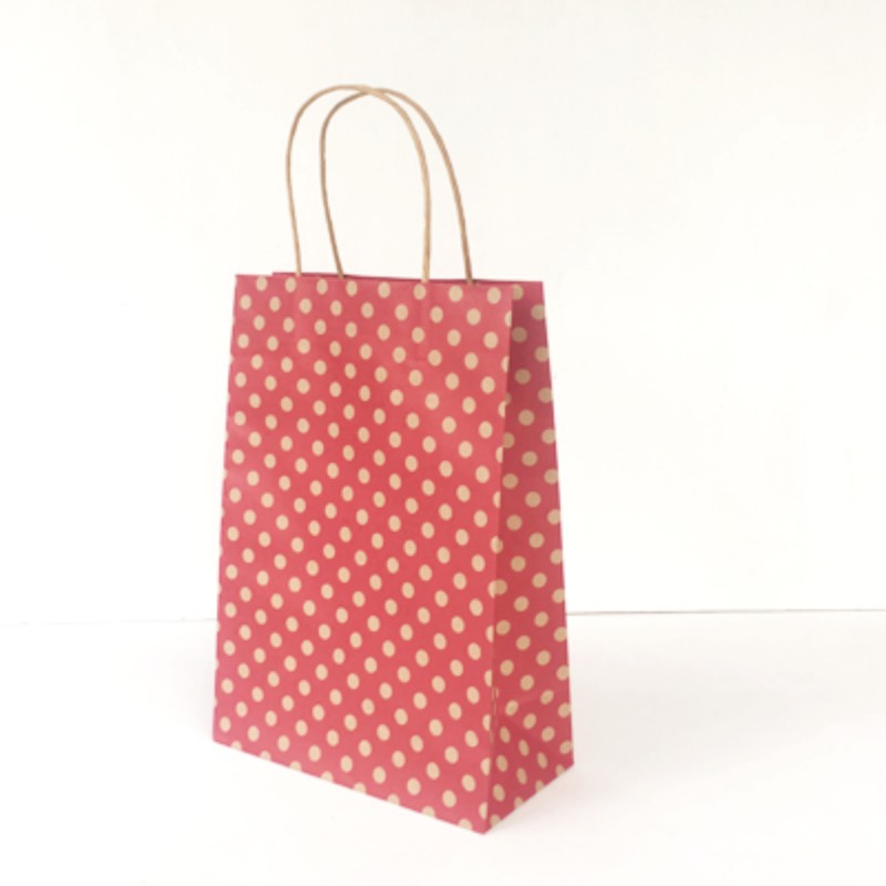 Paper Bags Red Spot Kraft Junior- (100 Bags) 20 x 17cm