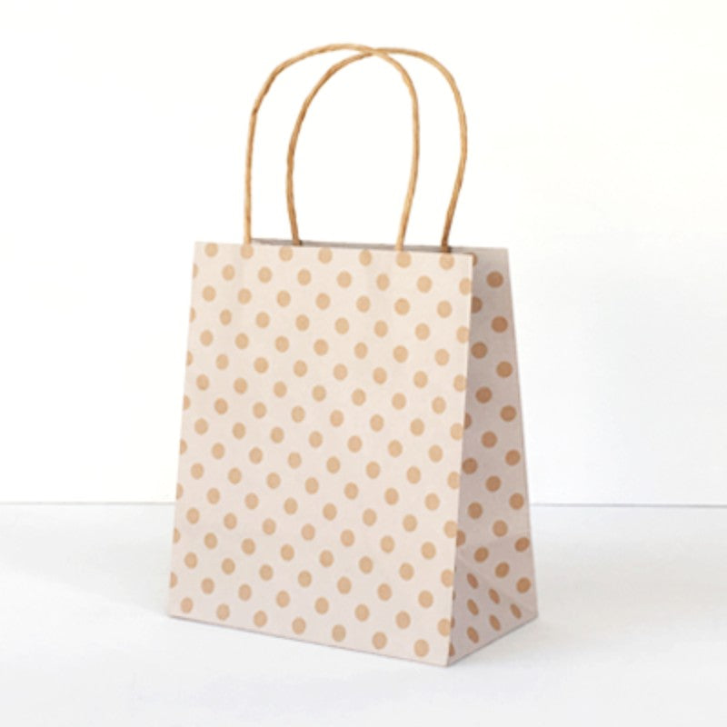 Paper Bags White Spot Kraft Toddler- (100 Bags) 20 x 17 x 10cm