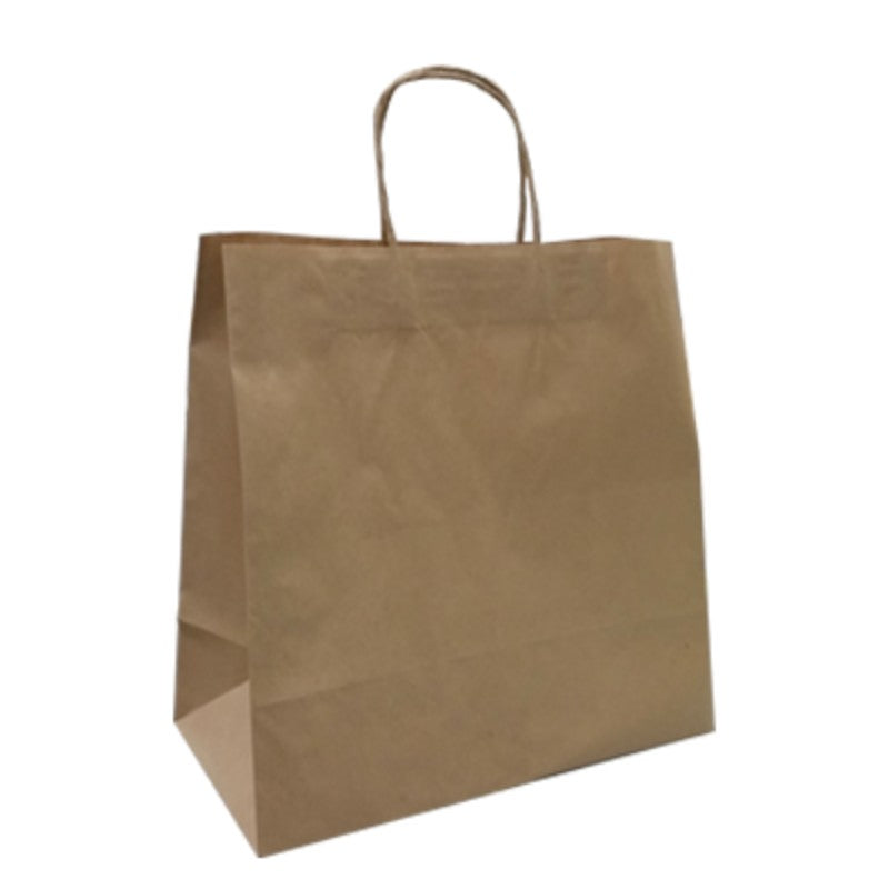 Brown Kraft Paper Bags Takeaway - (250 Bags) 33 x 32cm