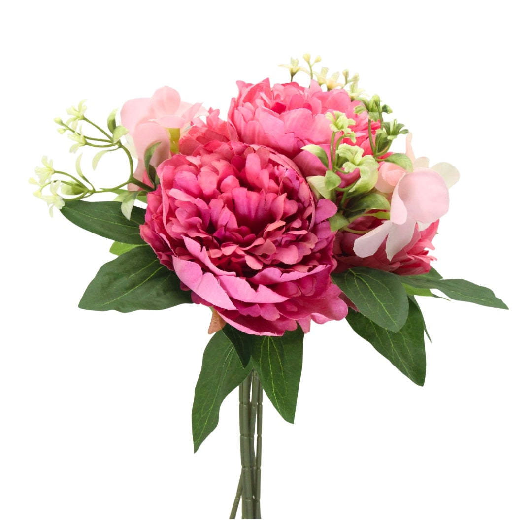 Artificial / Faux Flowers - Mixed Flower Bouquet Dark Pink