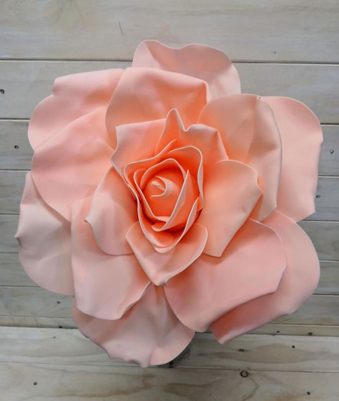 Artificial Flower Head - Curled Petal Rose Head 40cm XL (Peach)