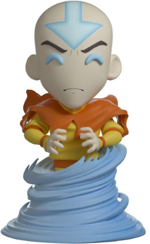5-inch Youtooz vinyl figurine of Aang from Avatar, featuring vibrant blue eyes and iconic arrow in dynamic airbending pose.