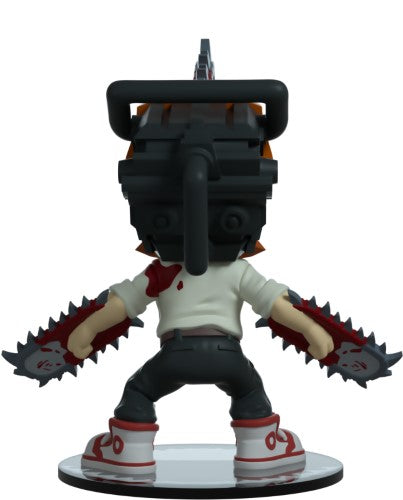 Youtooz Chainsaw Man vinyl figurine, 4.6 inches tall, features chainsaws from limbs, dressed in public security uniform.