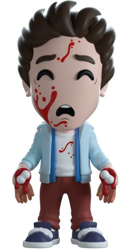 Youtooz Vinyl Figurine of Hughie with blood-splattered face and Robin's hands, stands 4.8 inches, perfect for collectors.