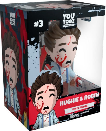 Youtooz Vinyl Figurine of Hughie and Robin, featuring intense details and dramatic pose, perfect for collectors of 'The Boys'.