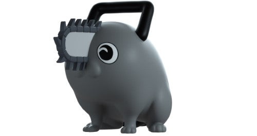 Youtooz Chainsaw Man Pochita vinyl figure in black and white, 2.6 inches tall, featuring a cute design with chainsaw details.