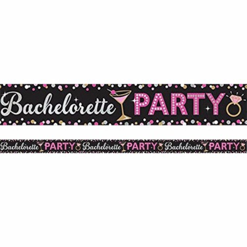 Vibrant foil banner for bachelorette parties, 7.6m x 13cm, perfect for festive decor and photo backdrops.