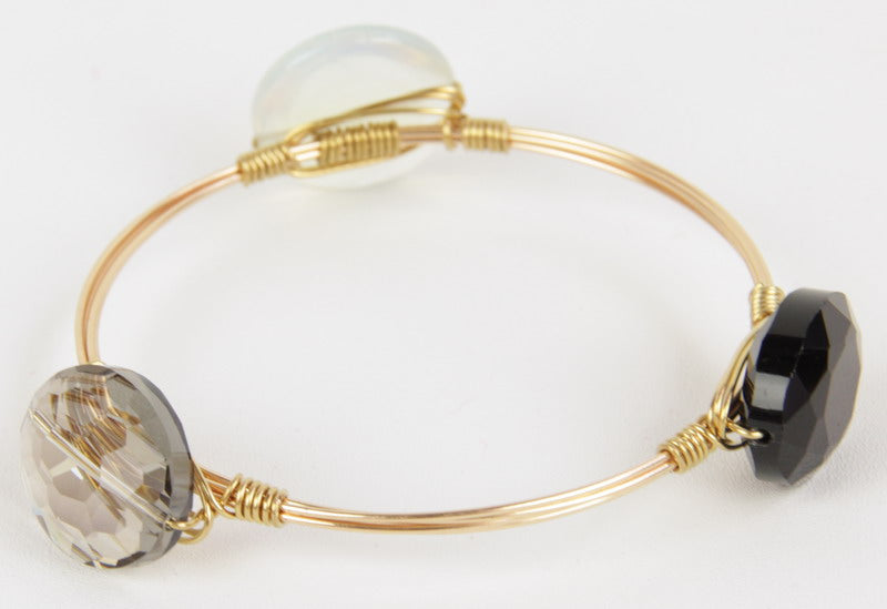 Bracelet - Crystal, Stone & Moon Stone - Brown