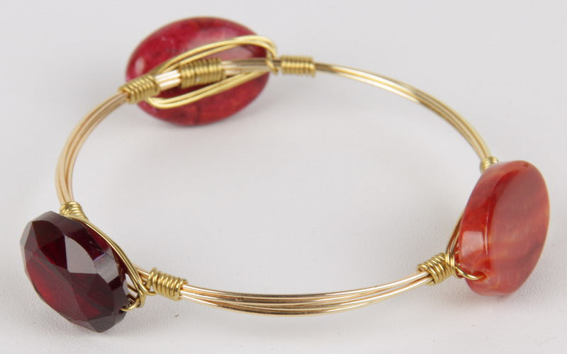 Bracelet - Crystal, Stone & Moon Stone - Red
