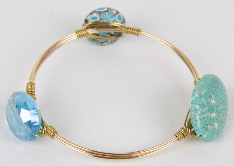 Bracelet - Crystal, Stone & Moon Stone - Turquoise