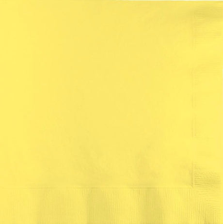 Vibrant mimosa yellow luncheon napkins, 2-ply, 33cm x 33cm, perfect for elegant events and casual gatherings. Pack of 50.