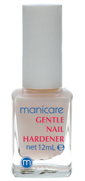 Manicare Daily Nail Hardener strengthens weak nails, prevents damage, and doubles as a base coat, free from harmful chemicals.