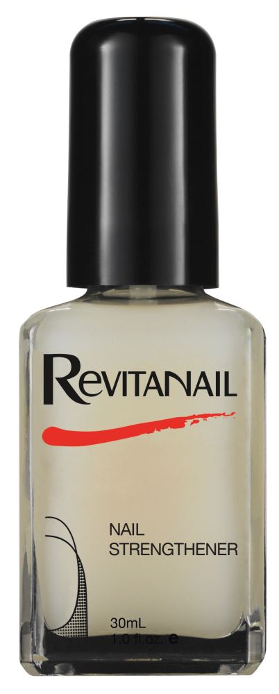 Revitanail Nail Strengthener 30mL: restores nail strength, prevents flaking and chipping, enriched with calcium for protection.