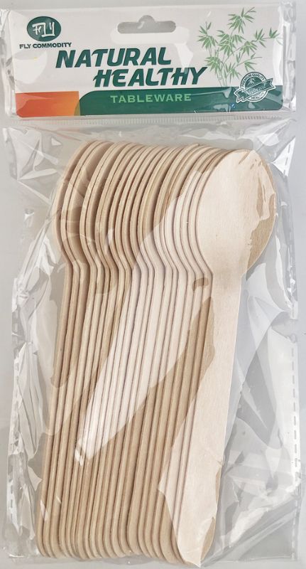 DISPOSABLE SPOONS - WOODEN 15.7CM (240pcs)