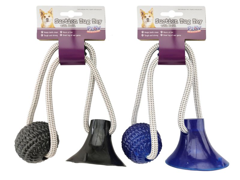 Pet Toy - SUCTION ROPE TUG BALL (3 Assorted Units)