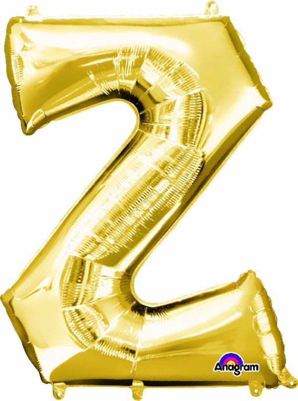 Gold Letter Z balloon, 83cm, self-sealing, perfect for events and decorations, air or helium filled.