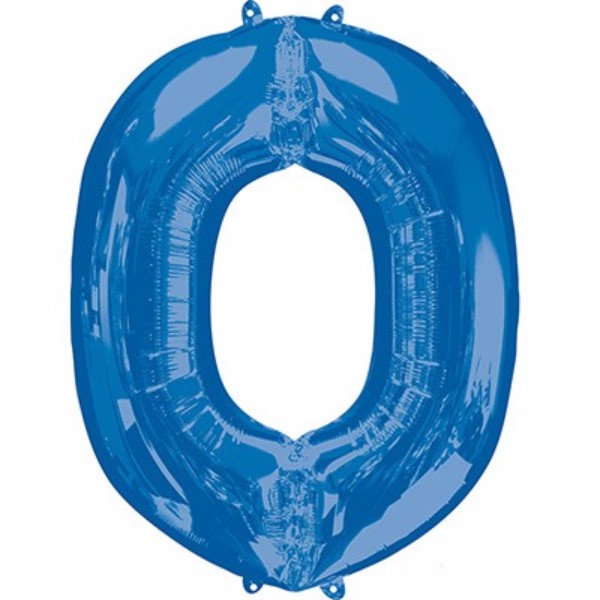 Vibrant 86cm blue letter O balloon, perfect for celebrations, self-sealing, helium-saving, and suitable for air filling.